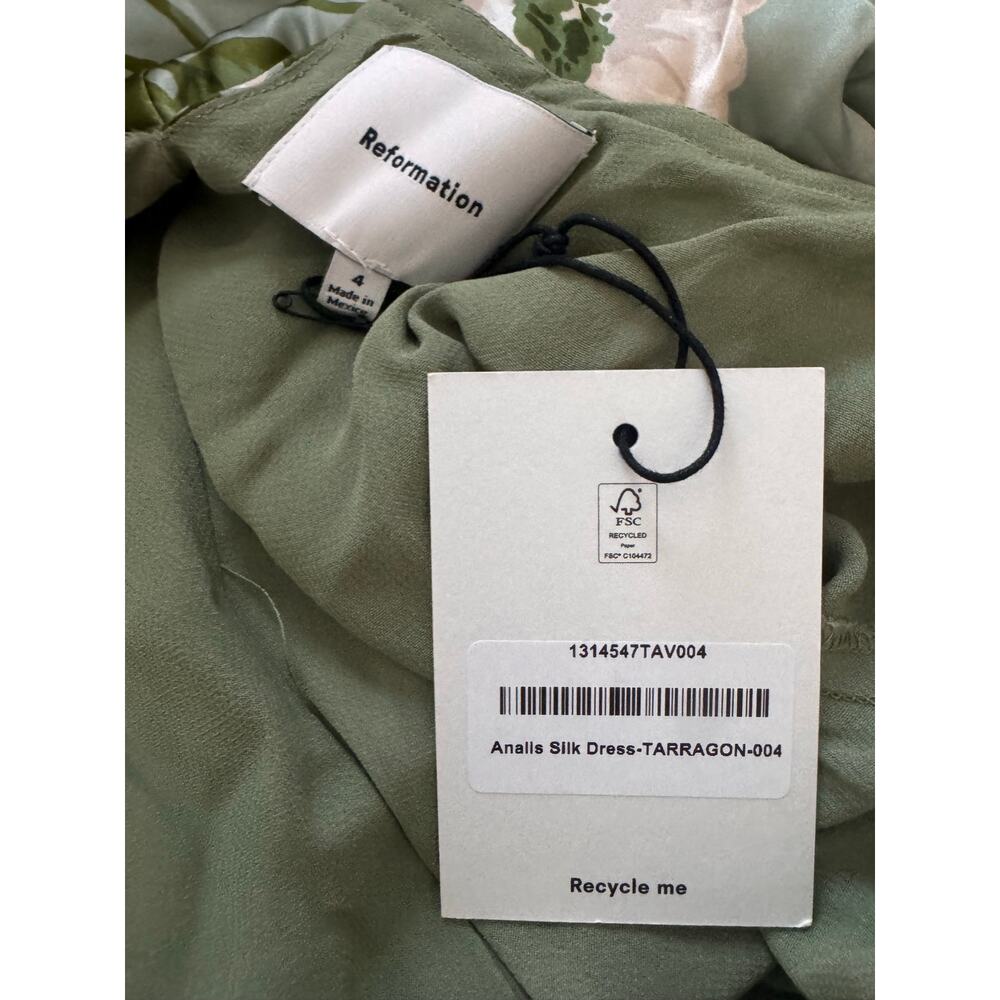 reformation anaiis silk Maxi dress tarragon US4 NWT - Picture 5 of 8